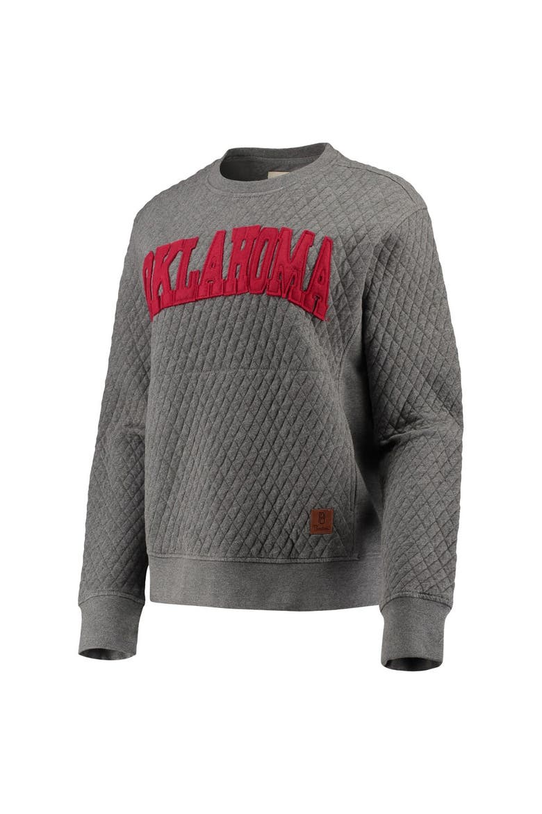 Women's Pressbox Heather Charcoal Oklahoma Sooners Moose Quilted Pullover Sweatshirt, Alternate, color, Heather Gray