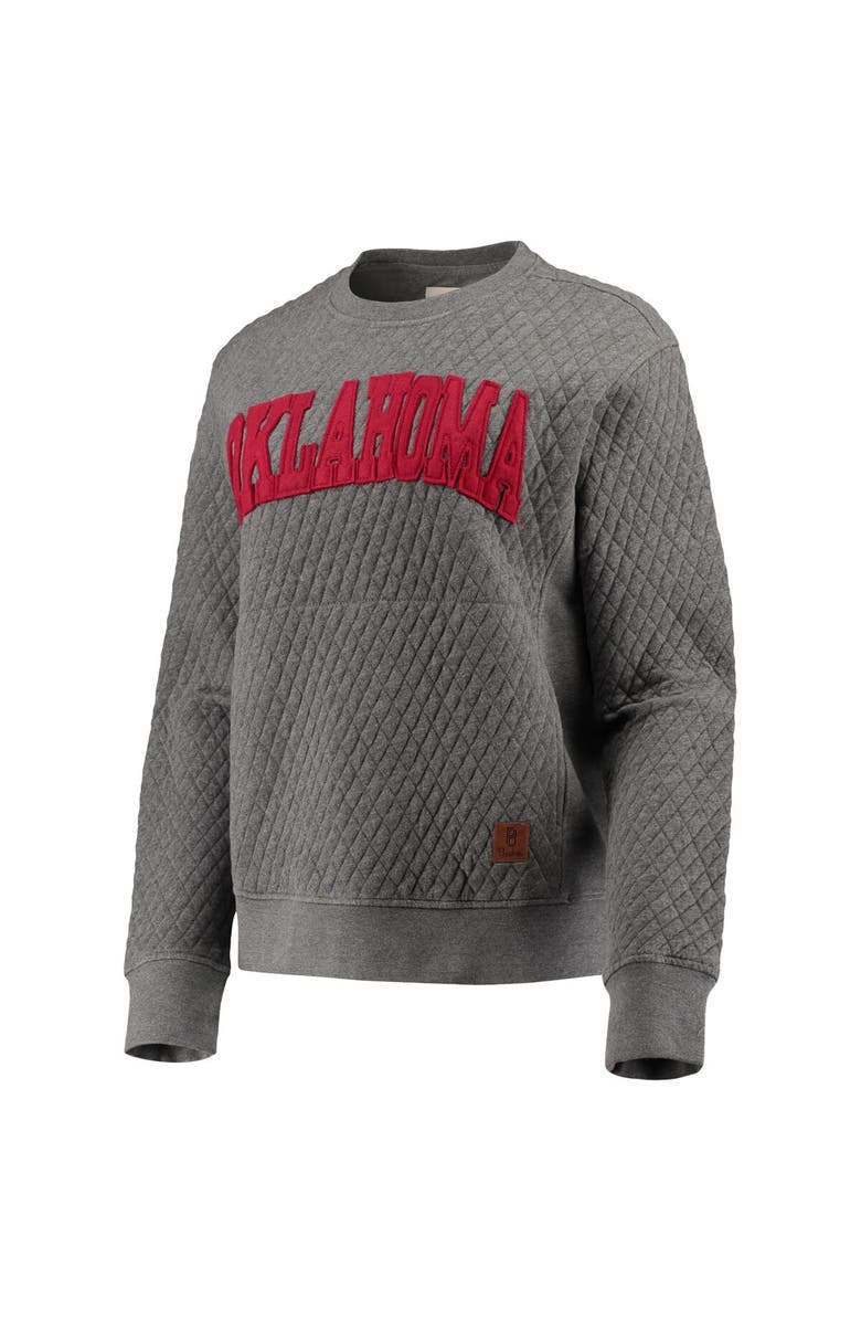 PRESSBOX Women's Pressbox Heather Charcoal Oklahoma Sooners Moose Quilted Pullover Sweatshirt, Alternate, color, Heather Gray