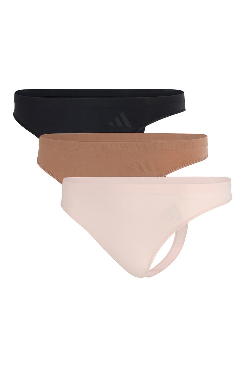 Set of 3 Thongs, Alternate, color, BLACK/ ALMOND MULTI