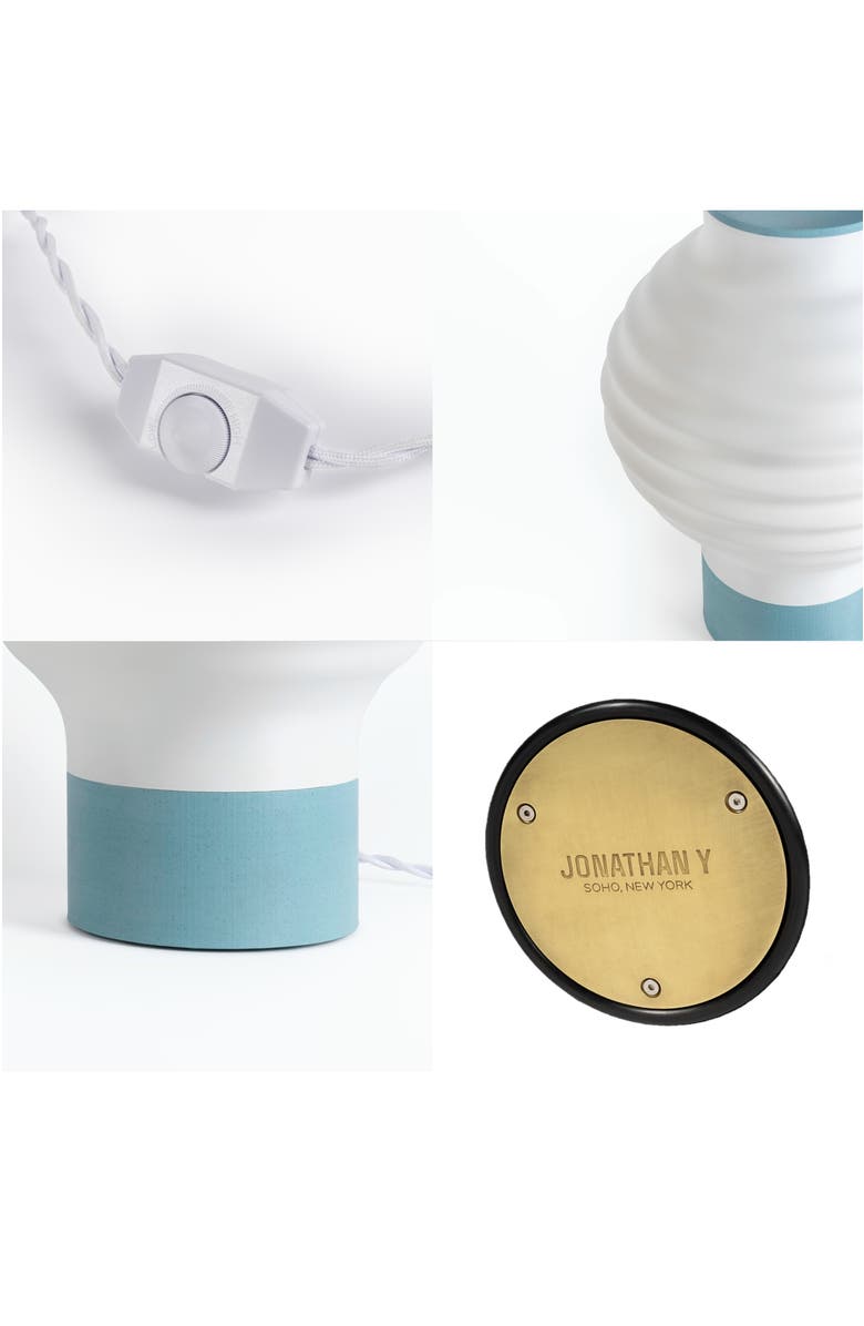 JONATHAN Y Asian Lantern 15" Vintage Traditional Plant-Based PLA 3D Printed Dimmable LED Table Lamp, Alternate, color, White/Blue