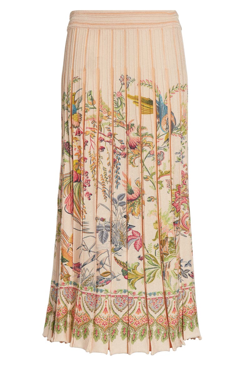 Pleated Floral Midi Sweater Skirt, Alternate, color, PINK