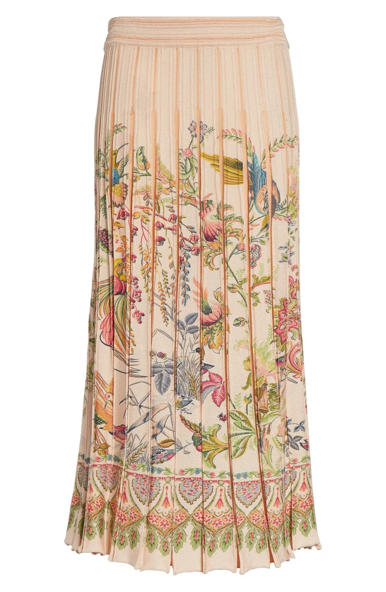Etro Pleated Floral Midi Sweater Skirt, Alternate, color, Pink