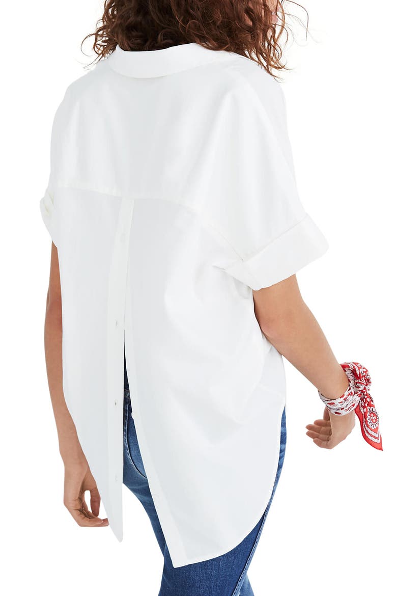Courier Button Back Shirt, Alternate, color, PURE WHITE