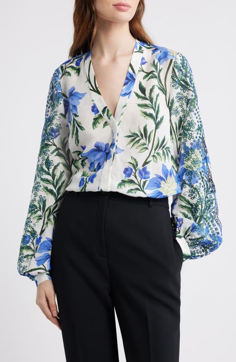 Kobu Halperin 'Martina' Cutout Sleeve Stretch Silk Blouse