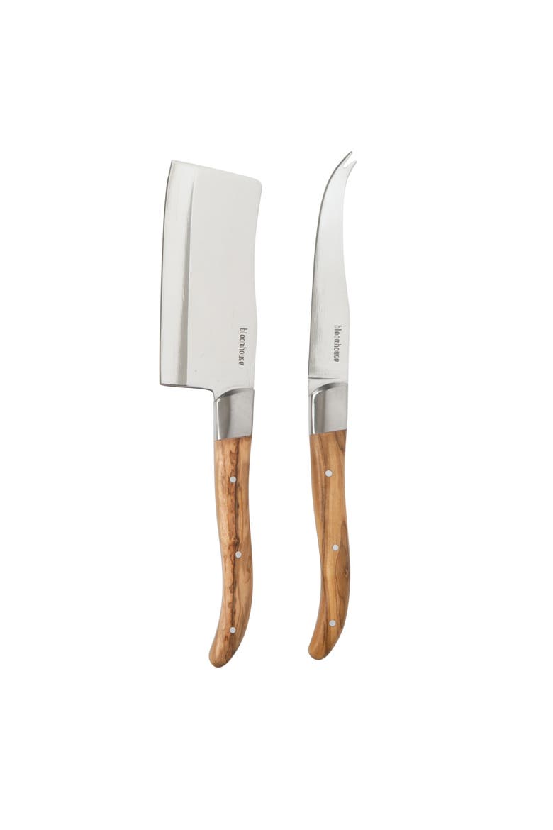 German Steel Cheese Knife Set with Olive Wood Handles - Artisan Soft & Hard Cheese Knives for Charcuterie, Main, color, Natural Wood