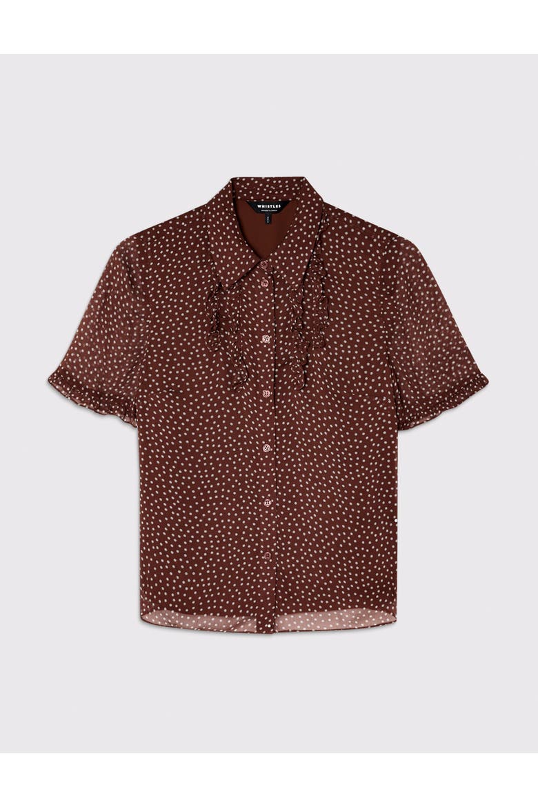 Polka Dot Sheer Sleeve Shirt, Alternate, color, Brwn/Multi