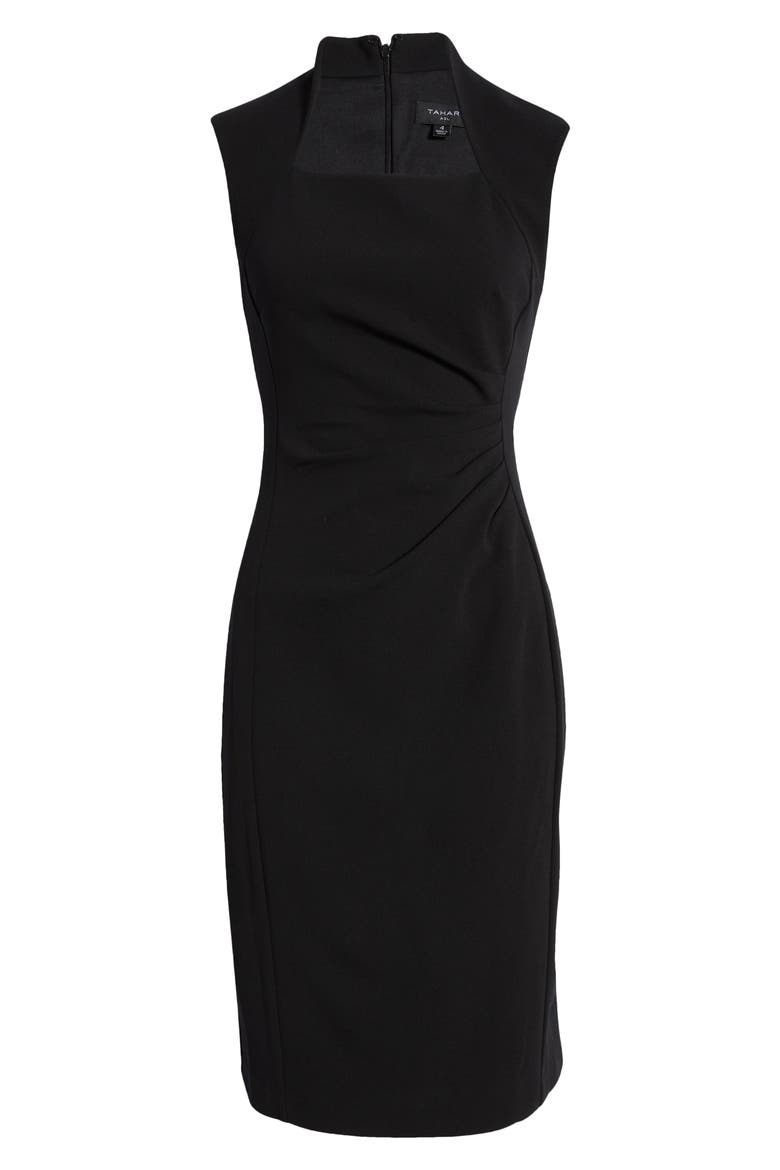 Ruched Cap Sleeve Sheath Dress, Alternate, color, BLACK