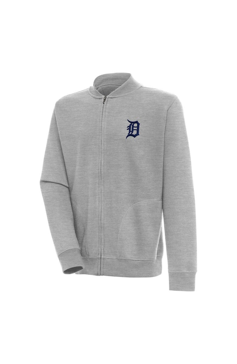 ANTIGUA Men's Antigua  Heather Gray Detroit Tigers Victory Full-Zip Jacket, Main, color, 