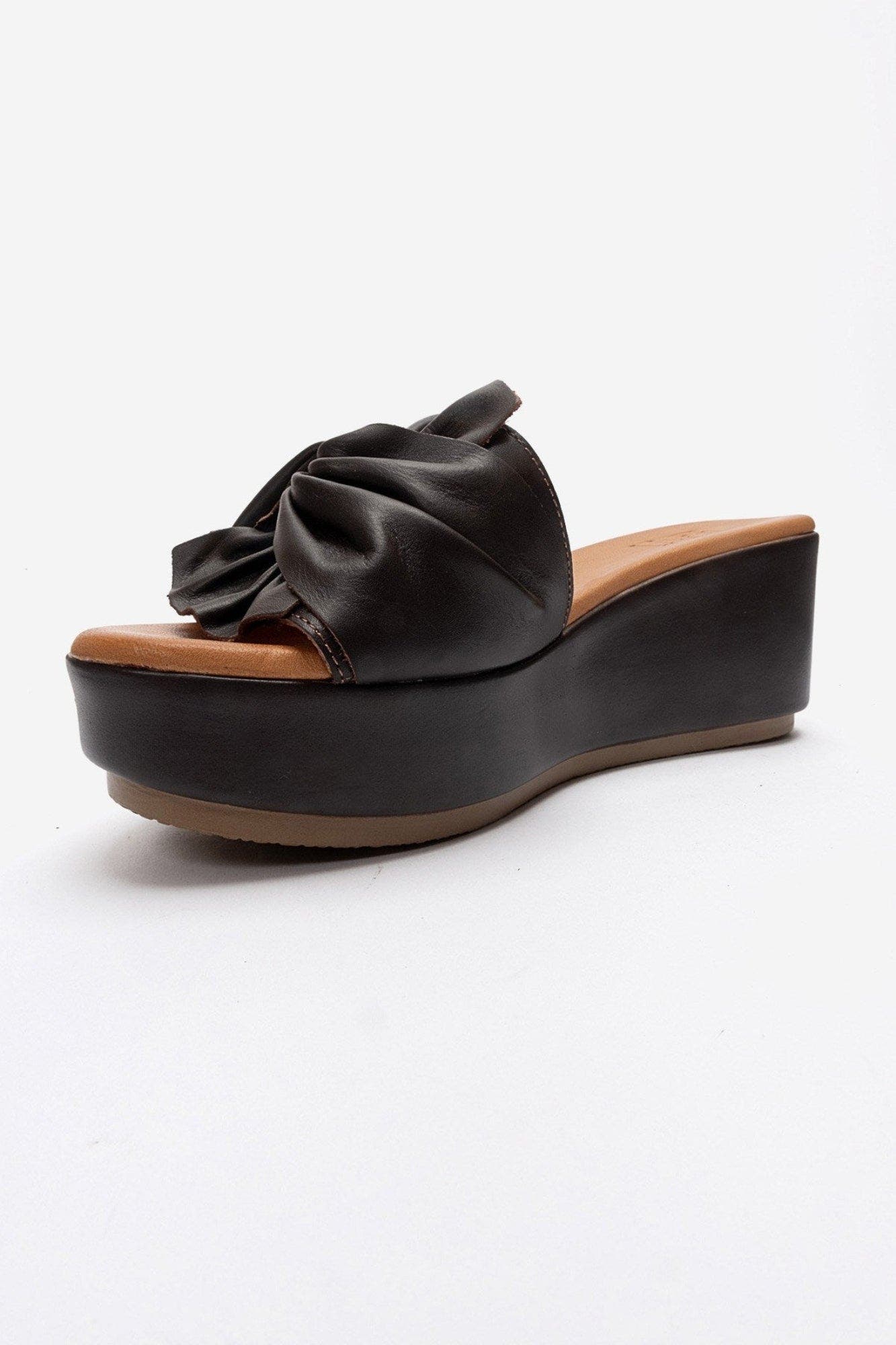 Syndra Bow Wedge Leather Sandal, Alternate, color, Brown Leather
