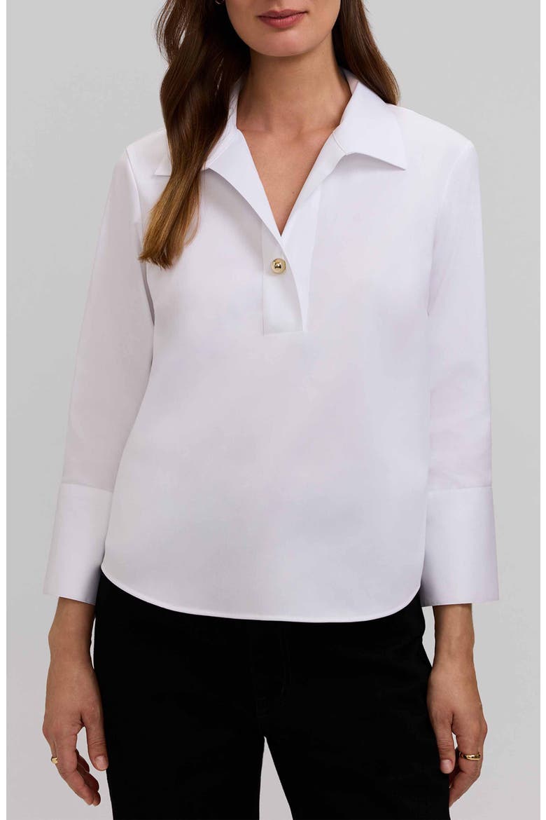 Catalina Matte Sateen Popover Top, Main, color, WHITE