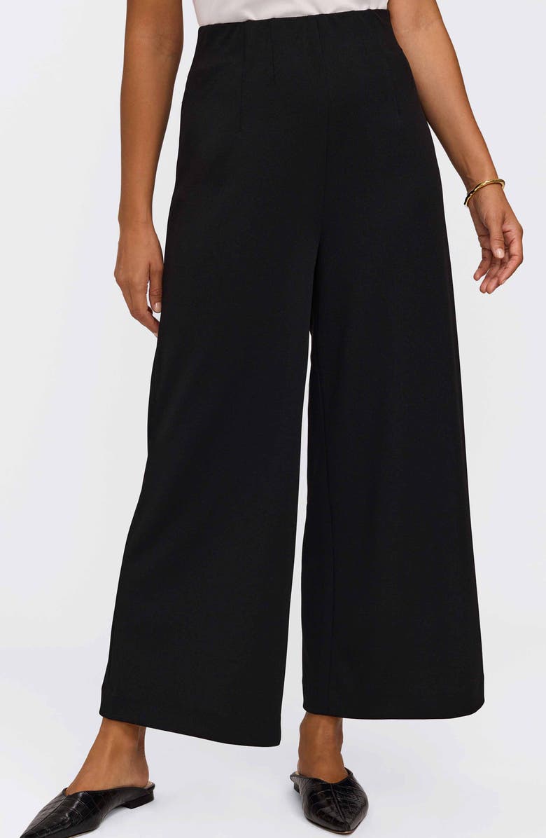 Foxcroft Arlette Wide Leg Crop Crepe Pants, Alternate, color, Black
