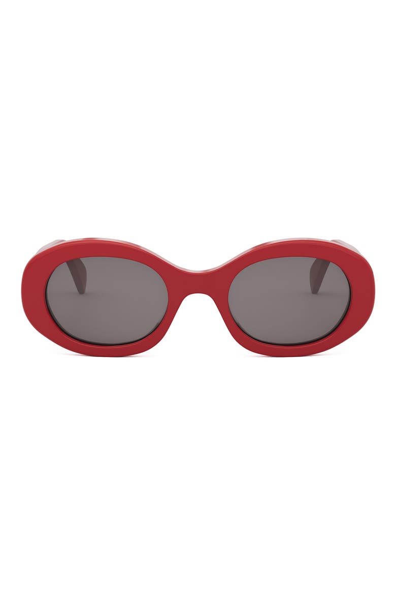 Triomphe 52mm Oval Sunglasses, Main, color, RED/ SMOKE