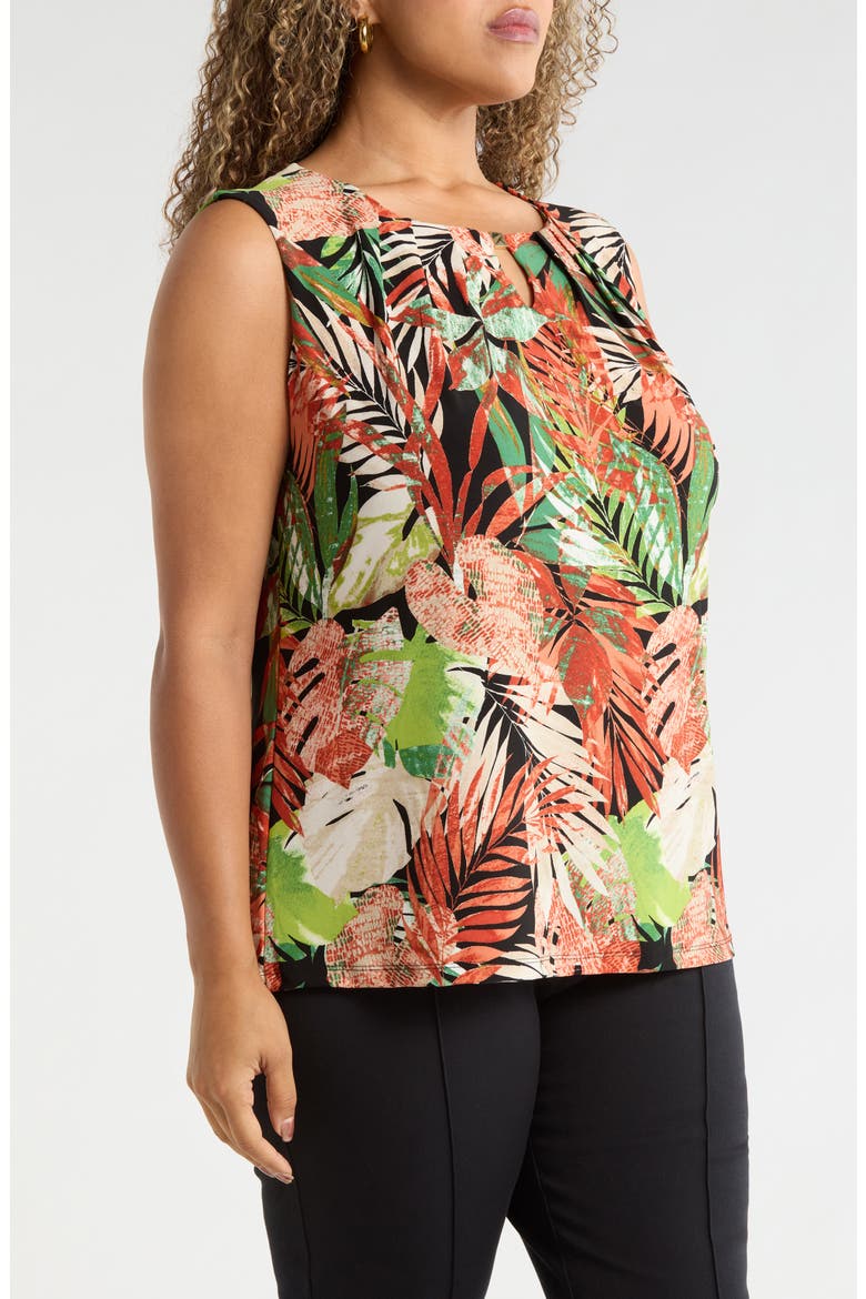 Leaf Print Sleeveless Top, Alternate, color, BLACK MULTI