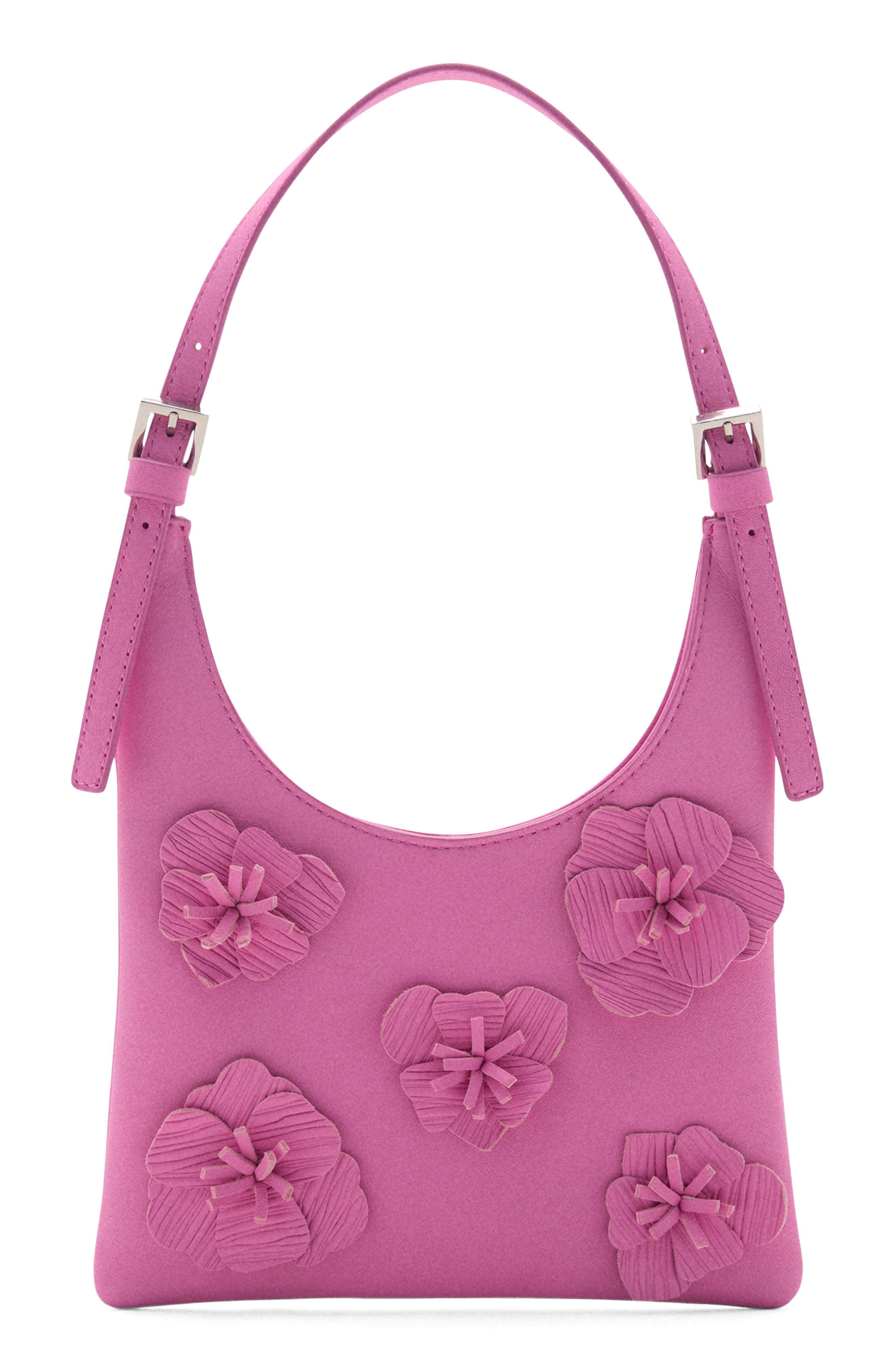 MANGO Floral Leather Shoulder Bag, Main, color, 