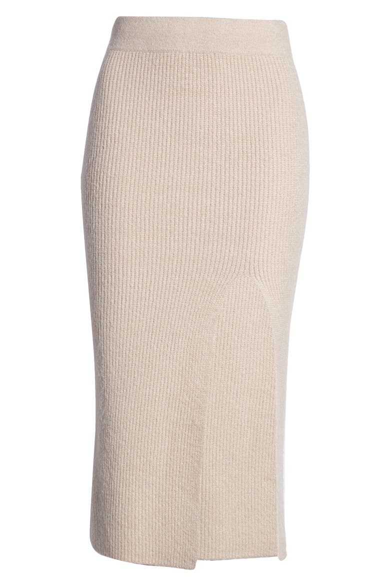 Split Sweater Midi Skirt, Alternate, color, TAN MEMOIR