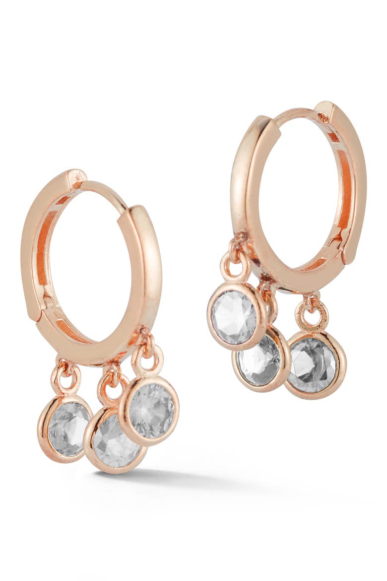 Circle Charm Huggie Hoop Earrings, Main, color, ROSE GOLD