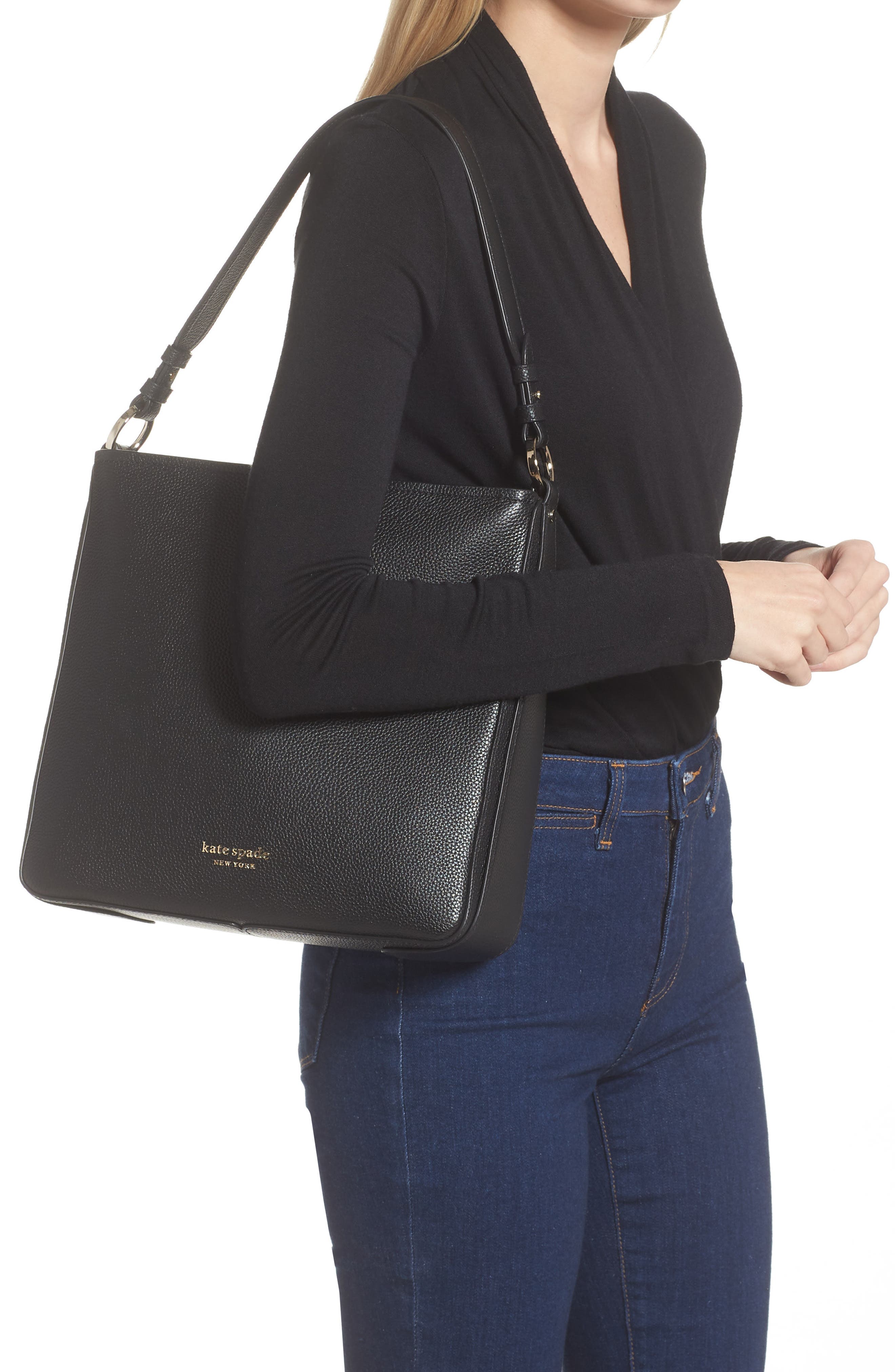 Kate Spade New York hudson pebble leather large hobo bag, Alternate, color, 
