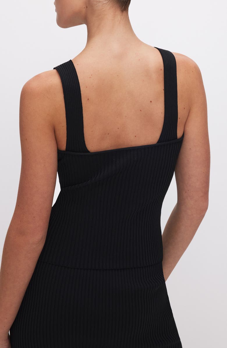 Good American Shine V-Neck Ribbed Crop Tank, Alternate, color, Black001