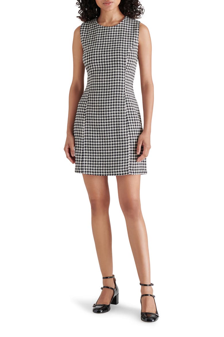 Perri Houndstooth Minidress, Main, color, BLACK/ WHITE