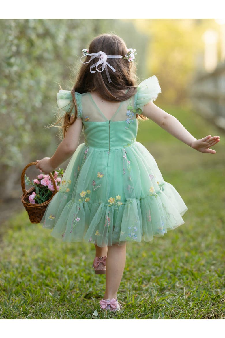 Girls Emerald Fairy Garden Embroidered Floral Tutu Dress, Alternate, color, Green