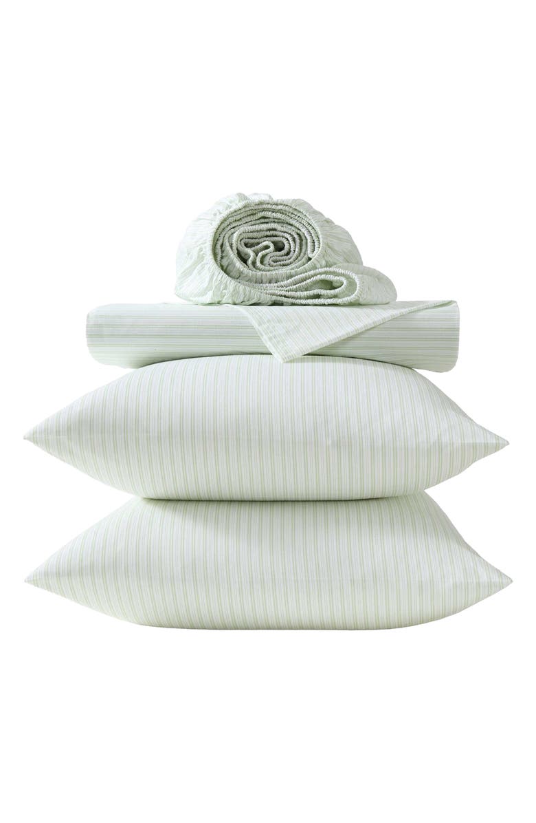 Laura Ashley Bedford Stripe 200 Thread Count Cotton Sheet Set, Alternate, color, Light Green