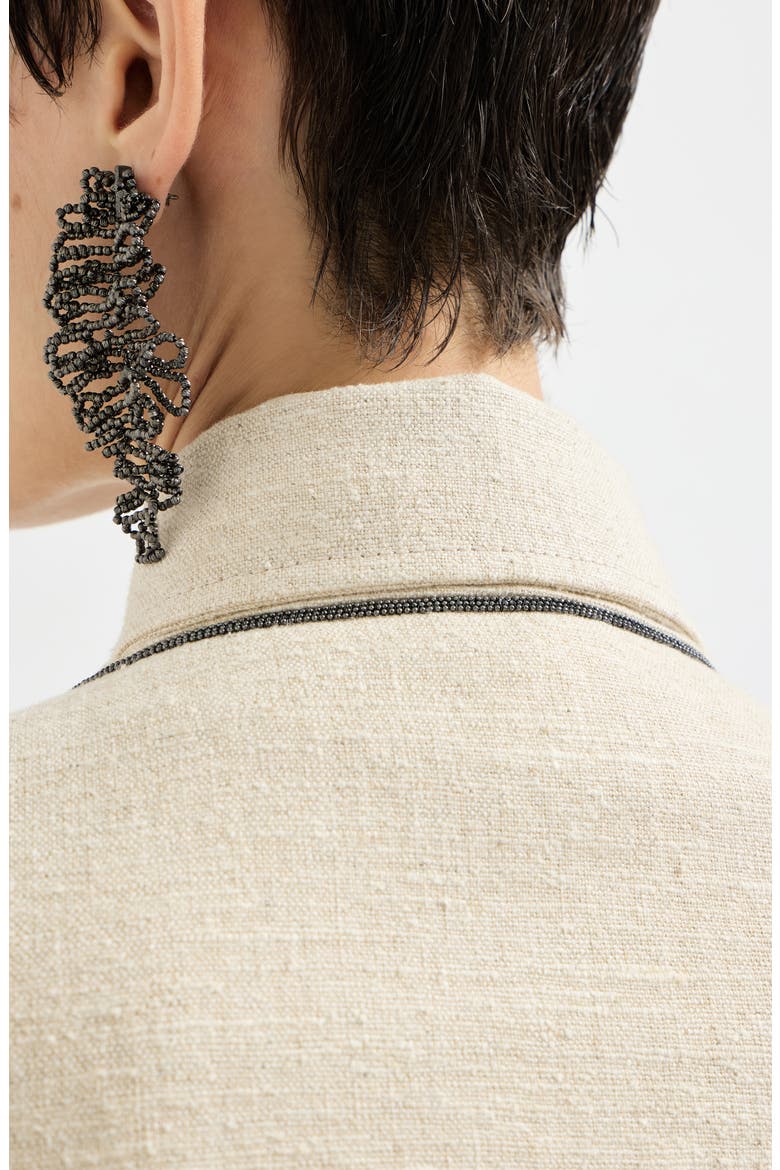 Crop caban jacket with monili, Alternate, color, Beige