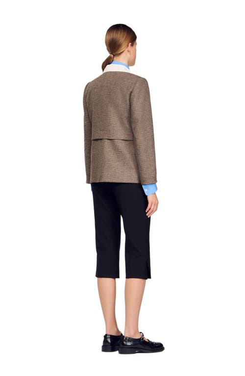 Sandro Houndstooth Suit Jacket In Brown