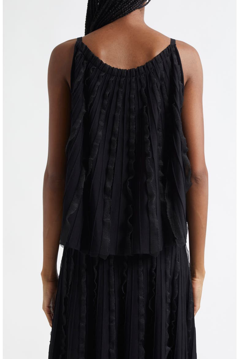 Pleated Mixed Media Tank, Alternate, color, BLACK