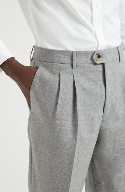 Brunello Cucinelli Leisure Fit Trousers With Double Pleats In Pearl