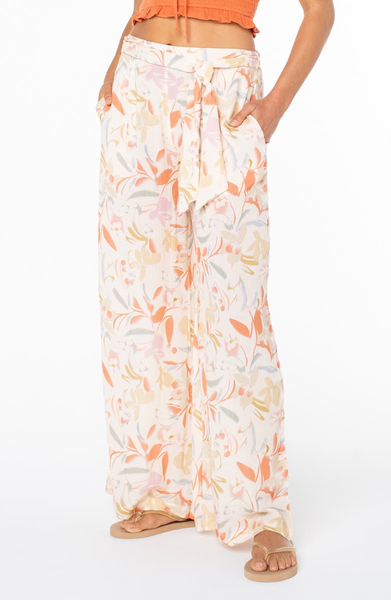 Roxy On the Road Floral Wide Leg Pants, Main, color, Parchment