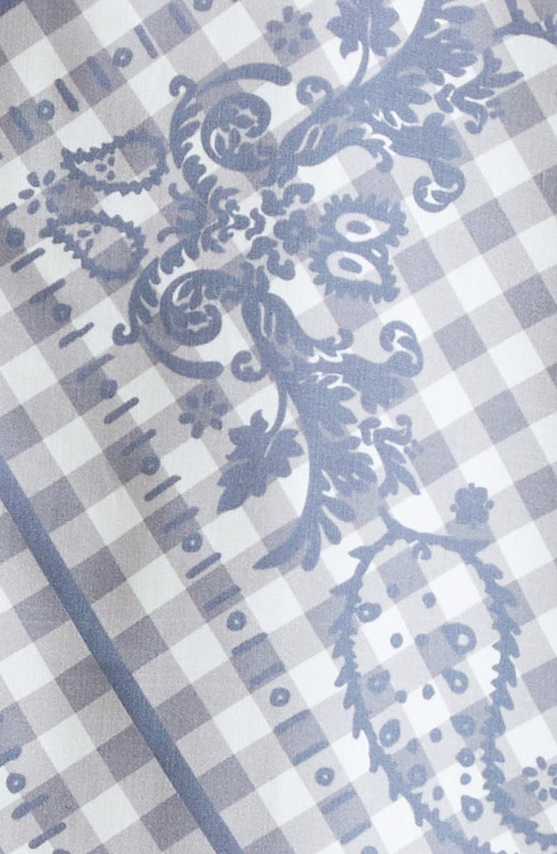 Rhude Split Gingham & Bandana Print Short Sleeve Button-Up Shirt, Alternate, color, Black / White 3028