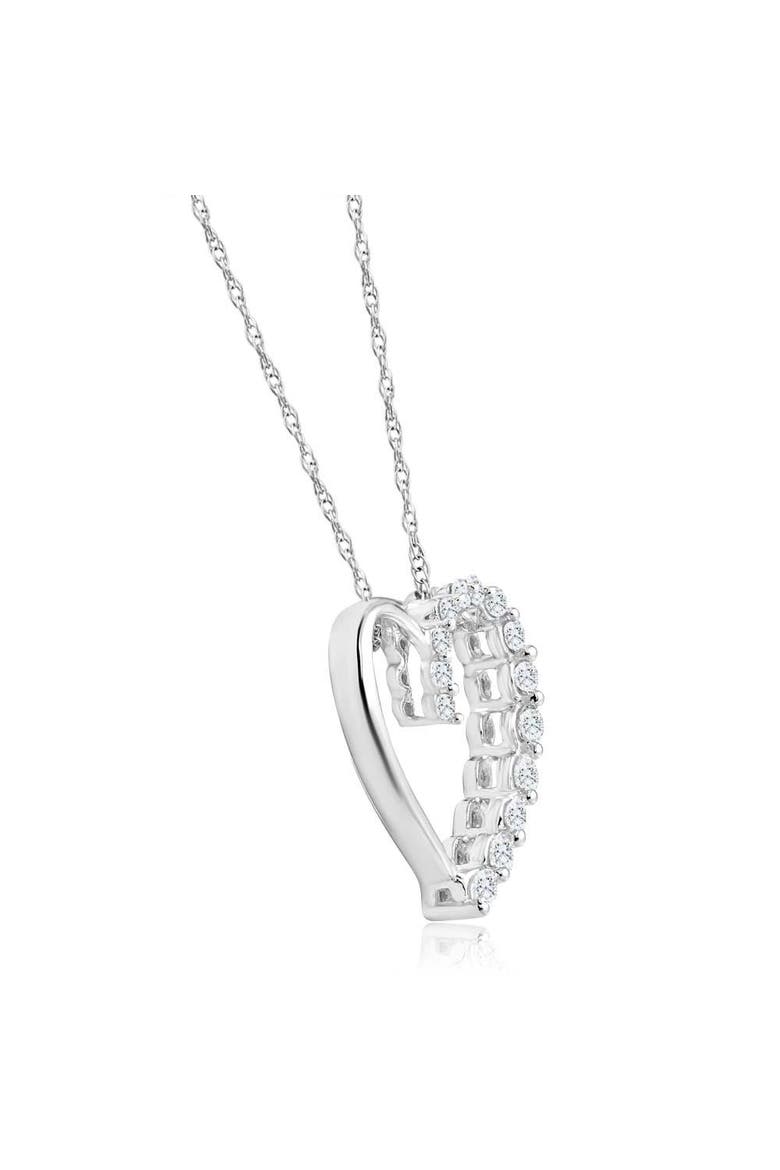 10K Gold 1/3Ct TW Graduated Diamond Heart Pendant Necklace, Alternate, color, 10k White Gold