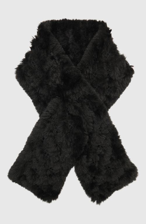 Lyla Grant Fur-free Rex Rabbit (faux Fur) Knit Pull-through Scarf In Black