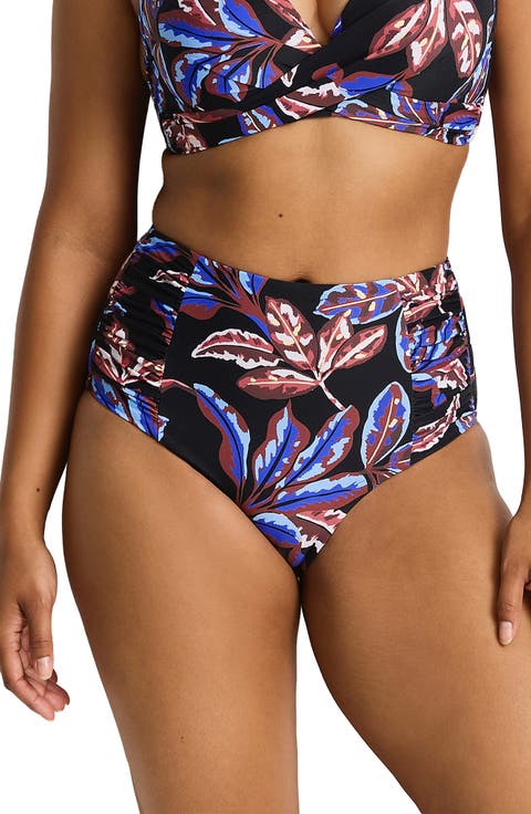 High Waist Gathered Swim Briefs