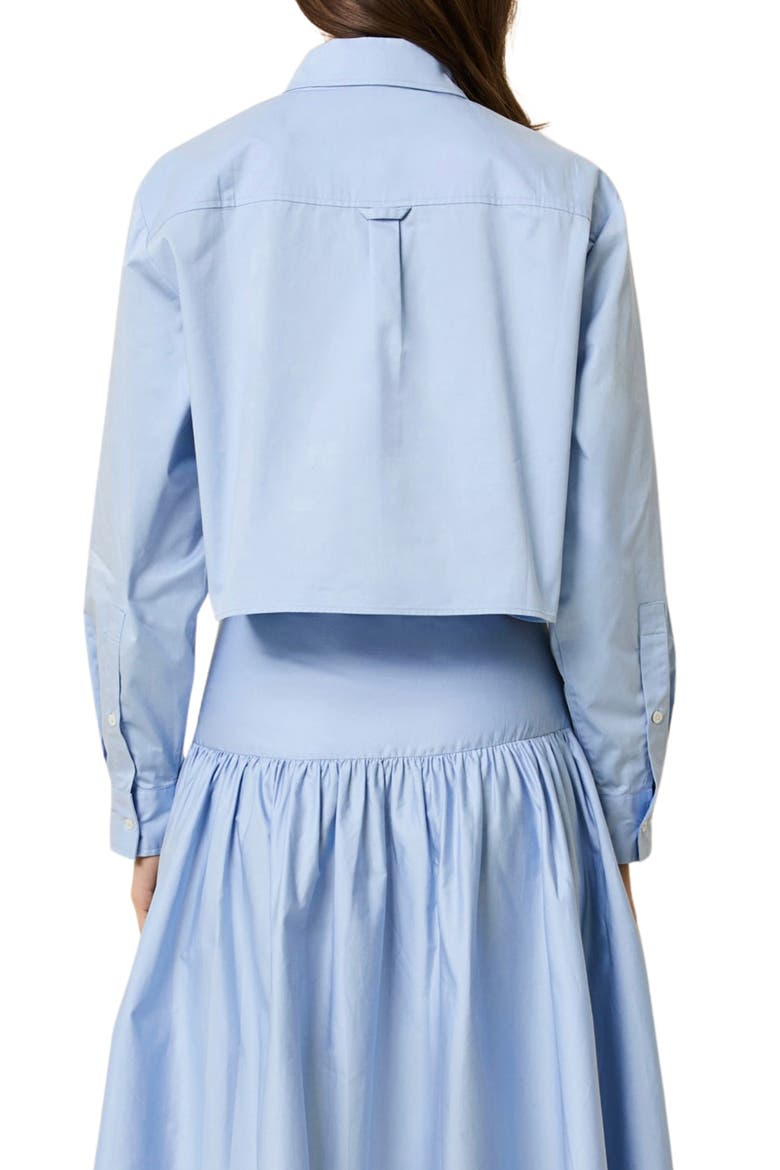 The Cropped Avril Button-Up Shirt, Alternate, color, OPEN WATER