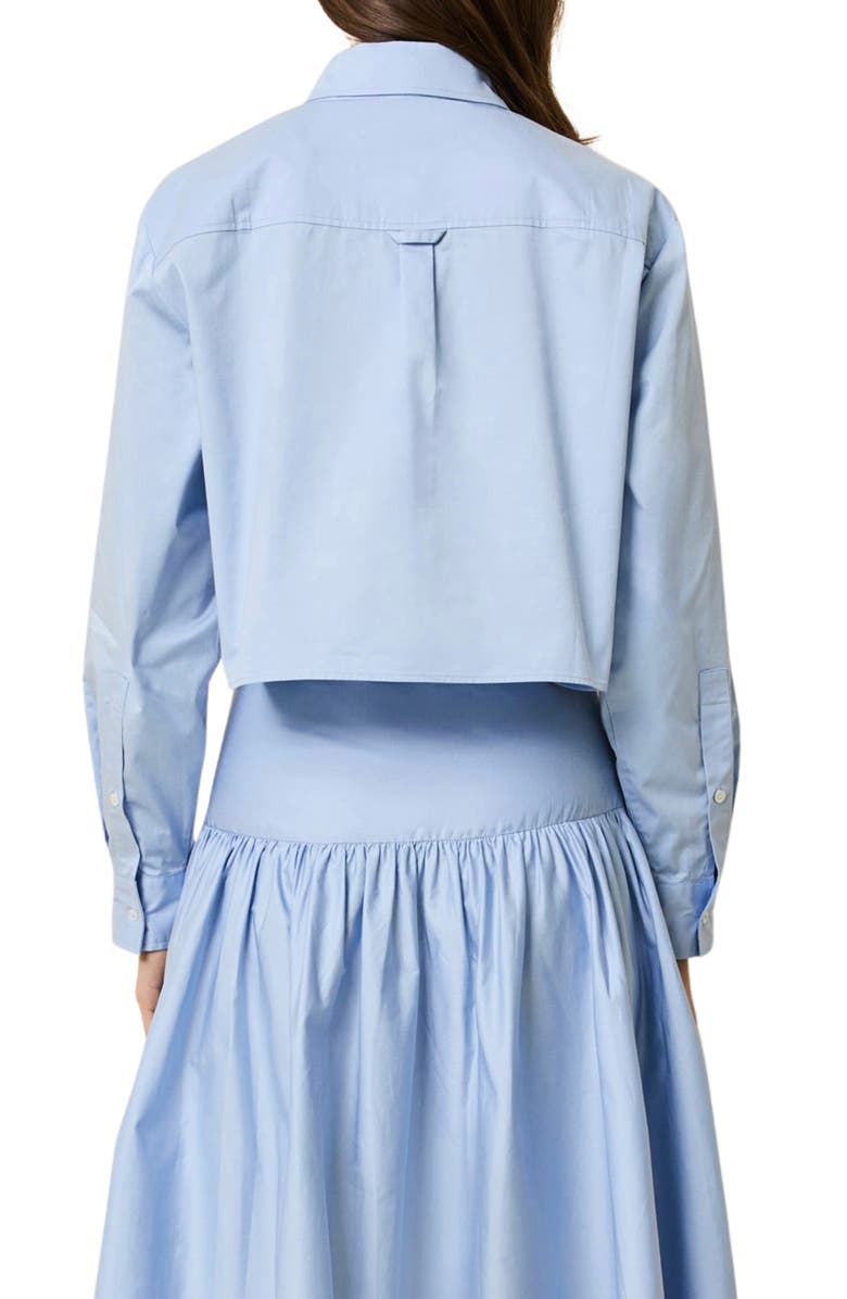 Solid & Striped The Cropped Avril Button-Up Shirt, Alternate, color, Open Water