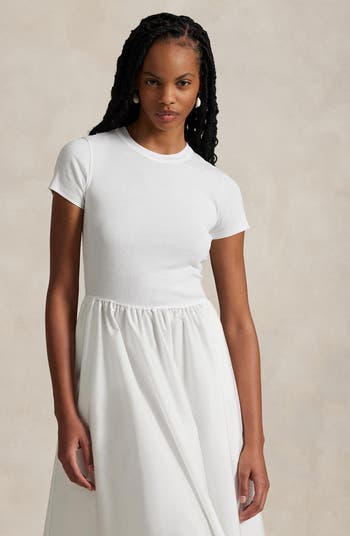 Short Sleeve Cotton Midi Dress