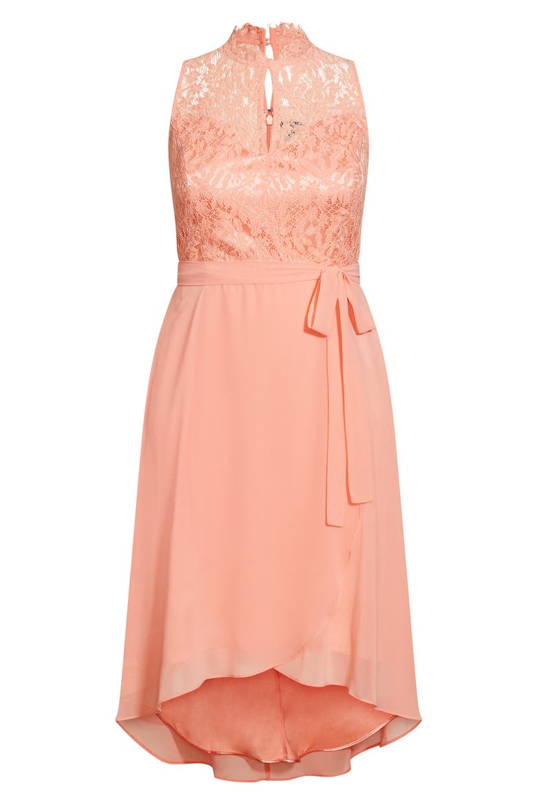 Vera Lace High/Low Maxi Dress, Alternate, color, PEACH