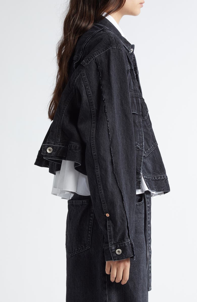 Sacai Offset Flared Denim Jacket, Alternate, color,