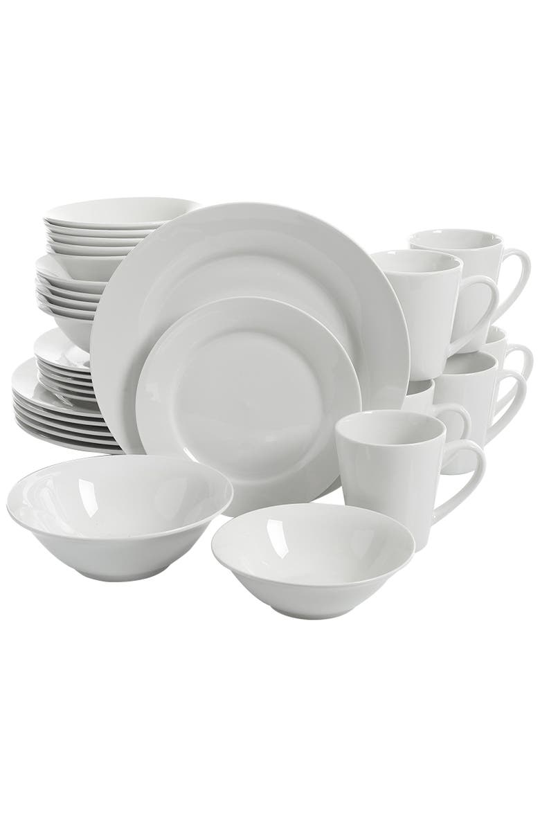 Gibson Home Noble Court 30 Piece Ceramic Dinnerware Set, Alternate, color, White