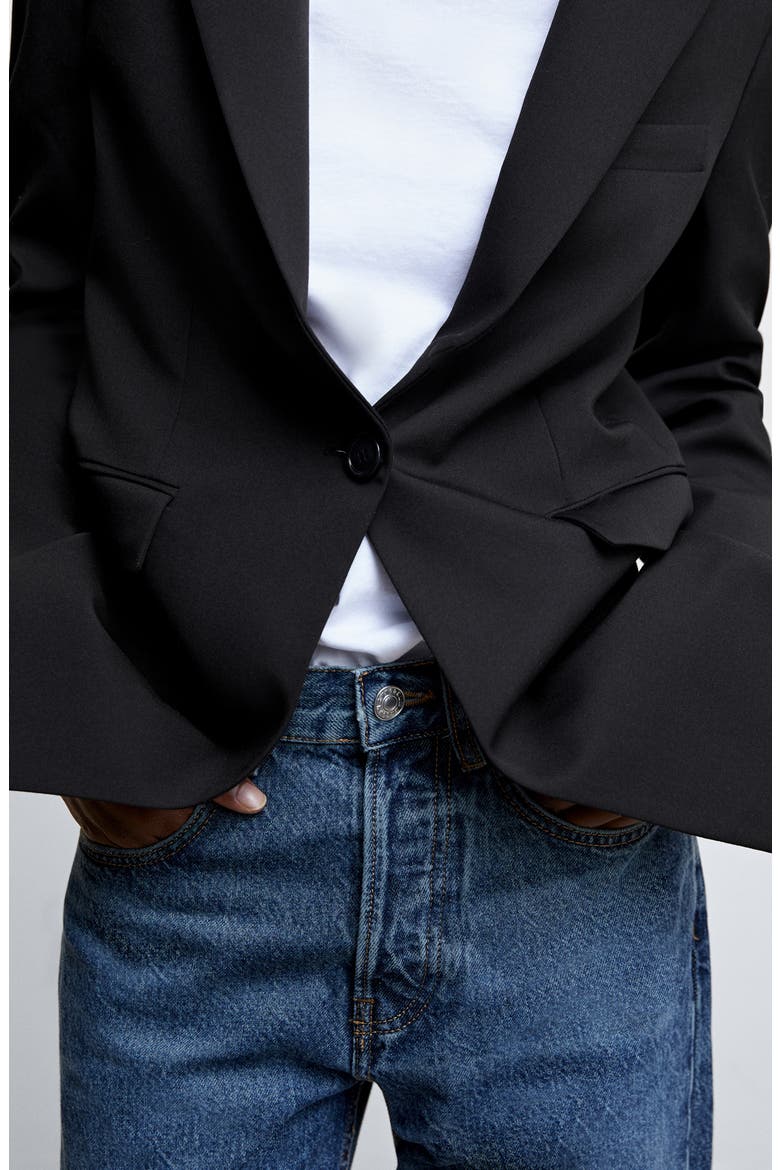 One-Button Blazer, Alternate, color, BLACK