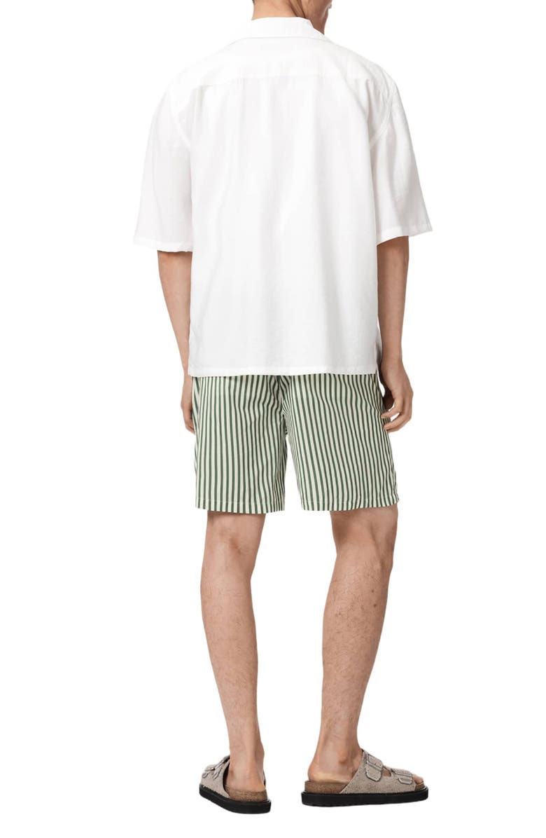 AllSaints Chopin Stripe Shorts, Alternate, color, White/ Green