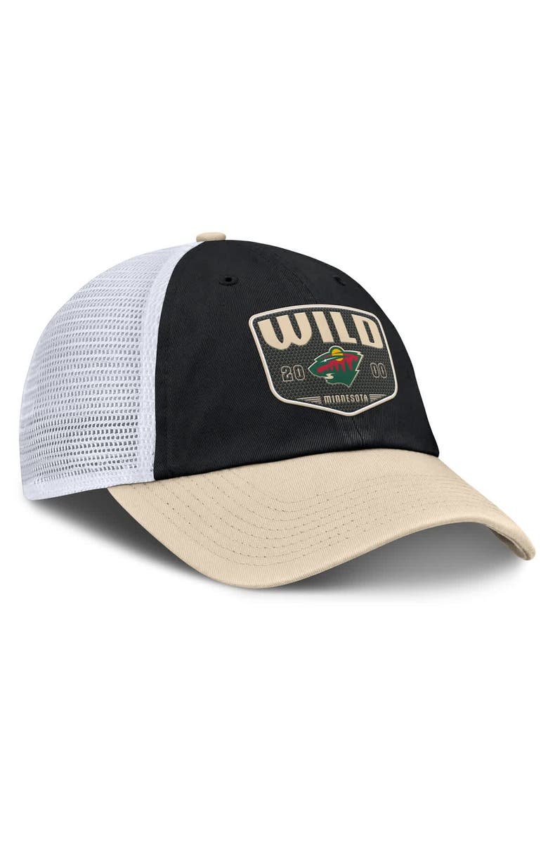 FANATICS Men's Fanatics Black Minnesota Wild Fundamental One-Time Trucker Adjustable Hat, Alternate, color, 
