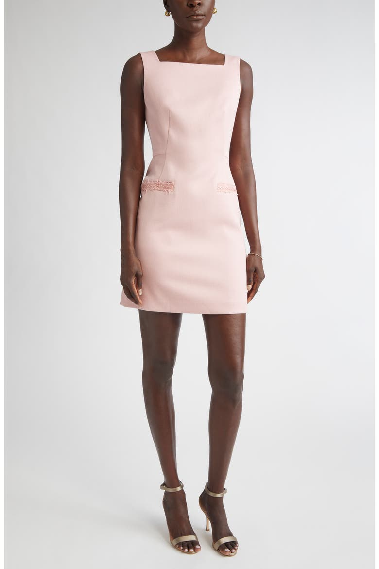 Braided Trim Stretch Twill Sheath Dress, Main, color, PINK