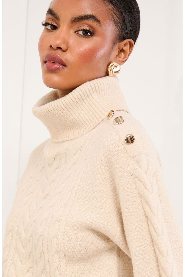 Cable Knit Turtleneck Sweater, Alternate, color, NEUTRAL