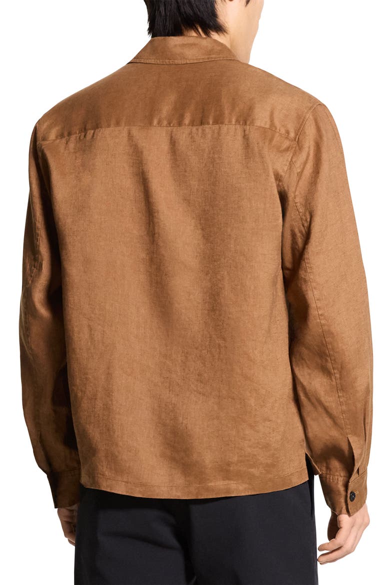 Irving Boxy Linen Button-Up Shirt, Alternate, color, DEEP TOBACCO