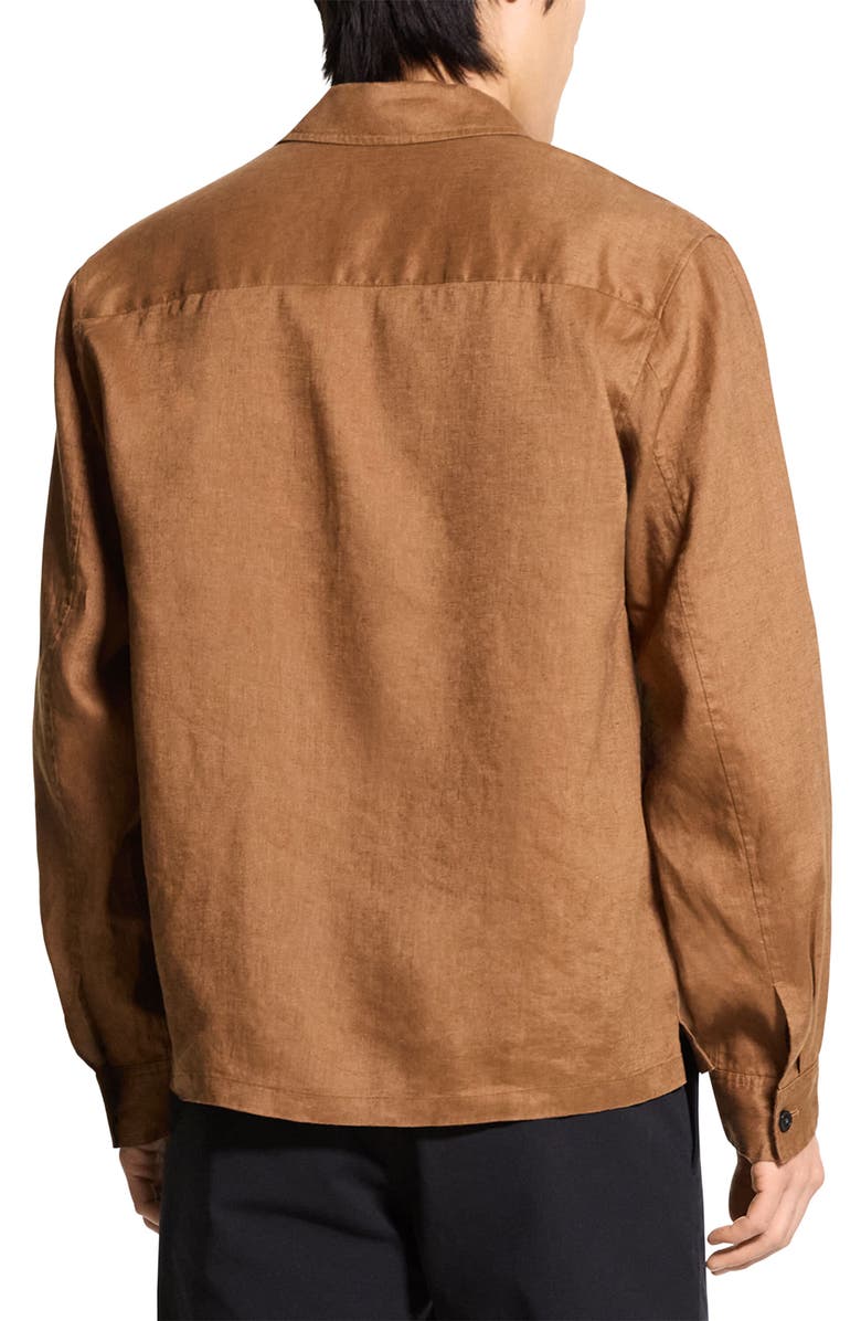 Theory Irving Boxy Linen Button-Up Shirt, Alternate, color, Deep Tobacco