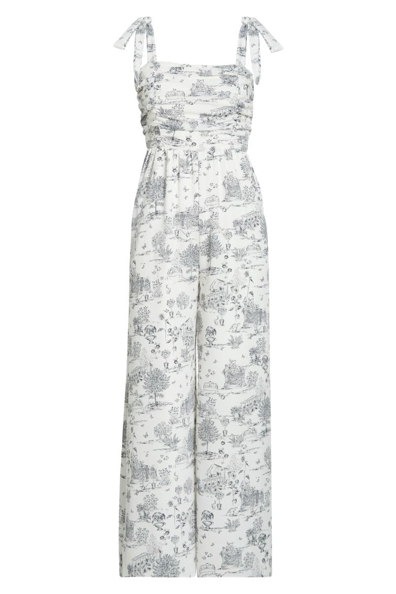 Renzo Toile Tie Strap Jumpsuit, Alternate, color, GREY-BLACK