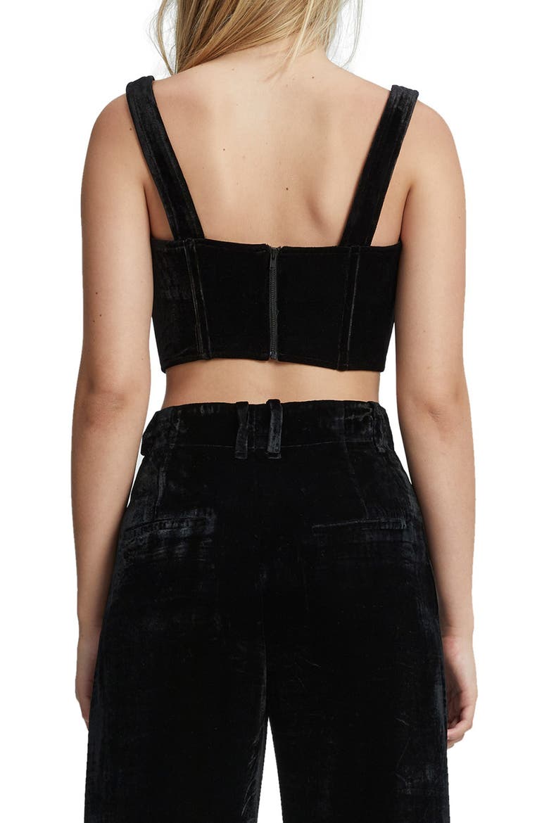 Stretch Velvet Corset Top, Alternate, color, BLACK