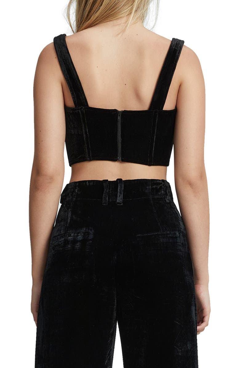 Bardot Stretch Velvet Corset Top, Alternate, color,